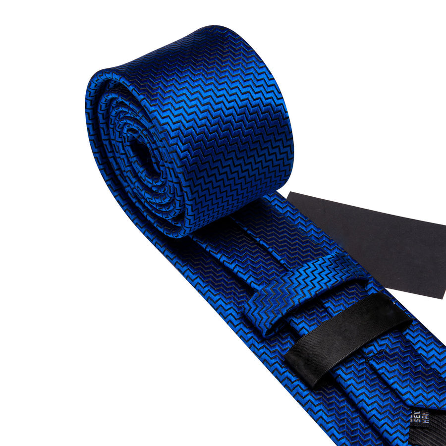 Pure Blue Ornament XL Tie, Pocket Square and Cufflinks tie sets - Sophisticated Gentlemen