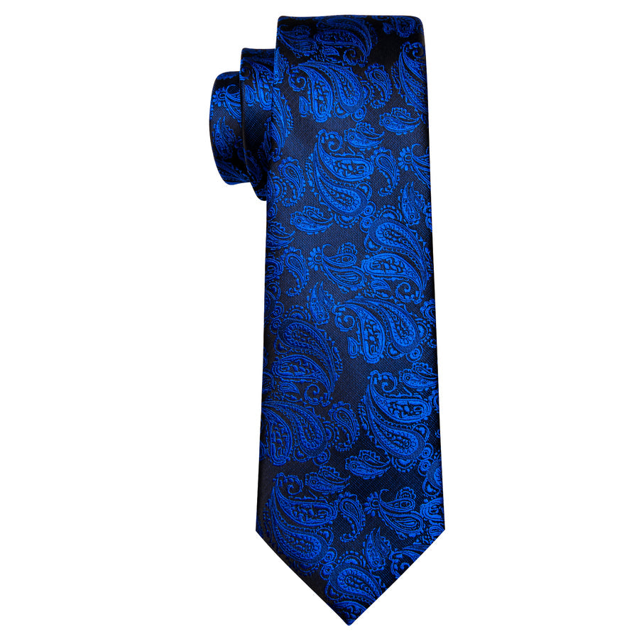 Deep Blue Paisley XL Tie, Pocket Square and Cufflinks tie sets - Sophisticated Gentlemen