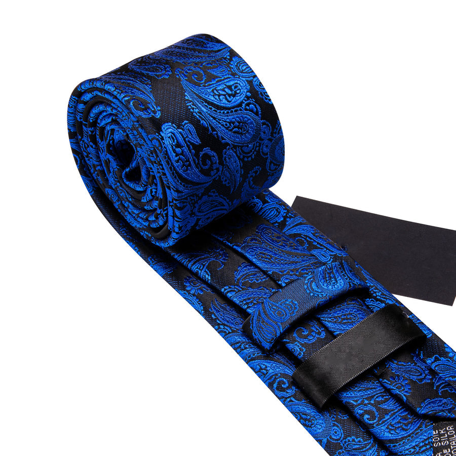 Deep Blue Paisley XL Tie, Pocket Square and Cufflinks tie sets - Sophisticated Gentlemen