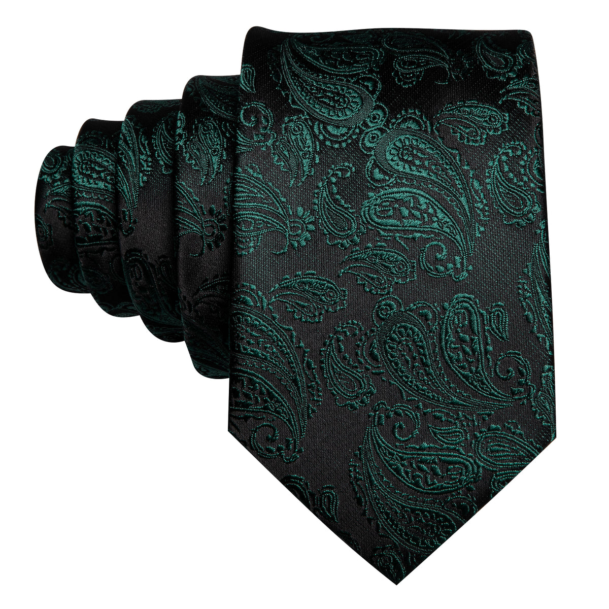 Black and Green Paisley XL Tie, Pocket Square and Cufflinks tie sets - Sophisticated Gentlemen