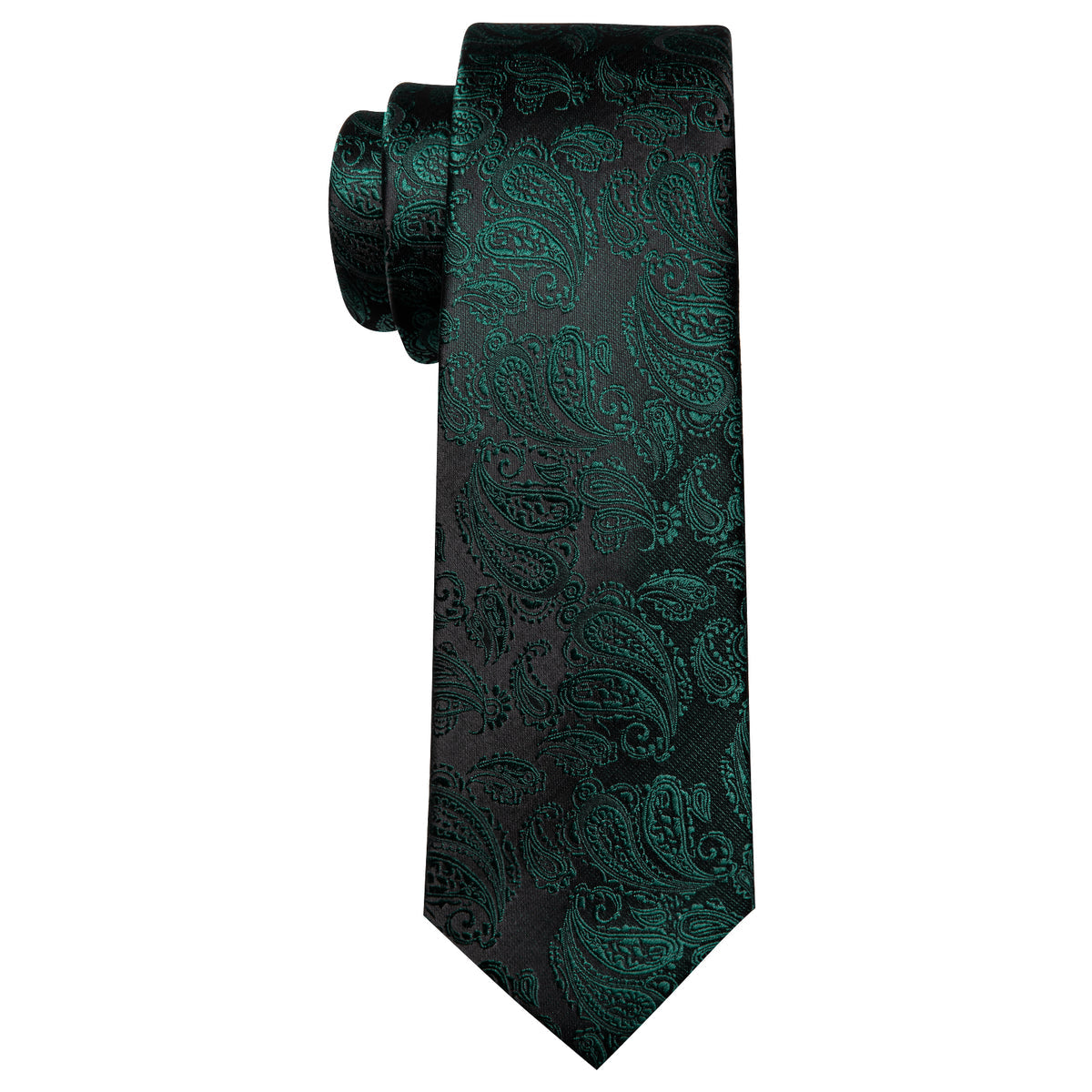 Black and Green Paisley XL Tie, Pocket Square and Cufflinks tie sets - Sophisticated Gentlemen