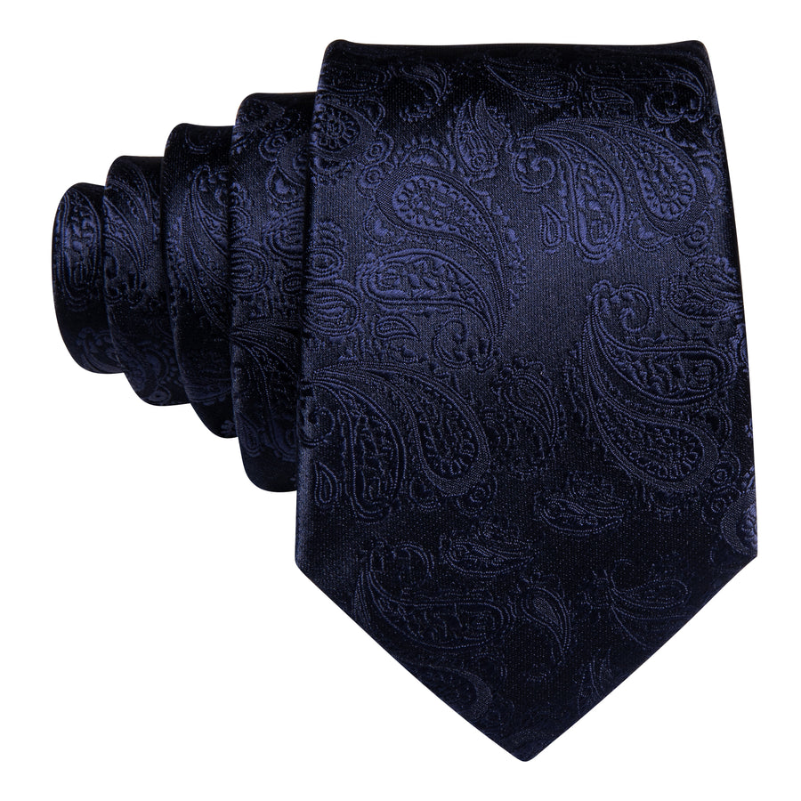 Navy Blue Paisley XL Tie, Pocket Square and Cufflinks tie sets - Sophisticated Gentlemen