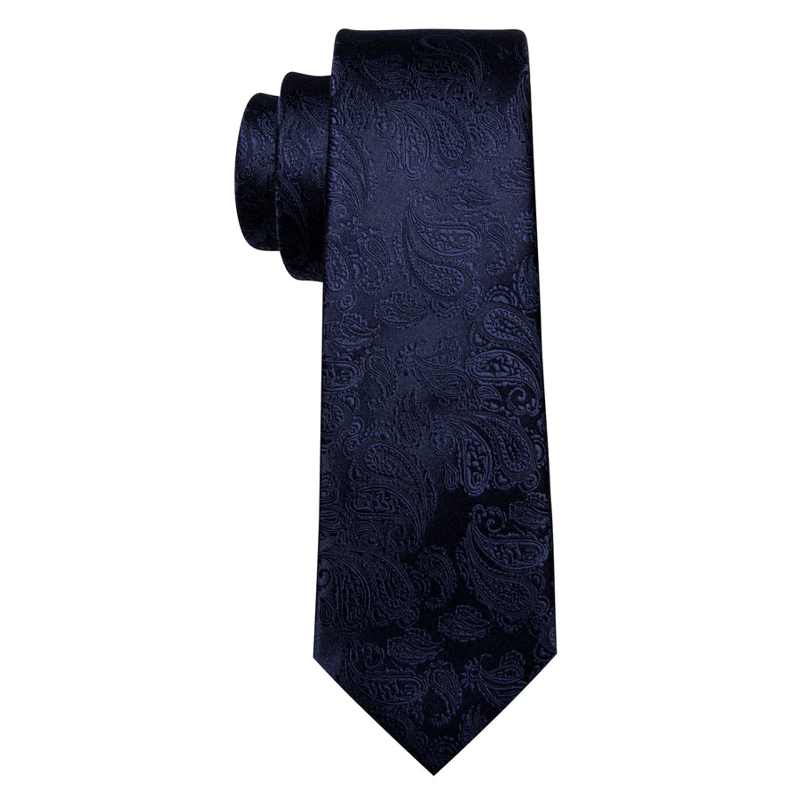 Navy Blue Paisley XL Tie, Pocket Square and Cufflinks tie sets - Sophisticated Gentlemen