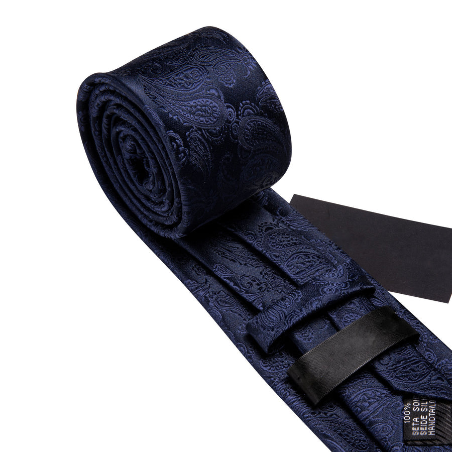 Navy Blue Paisley XL Tie, Pocket Square and Cufflinks tie sets - Sophisticated Gentlemen