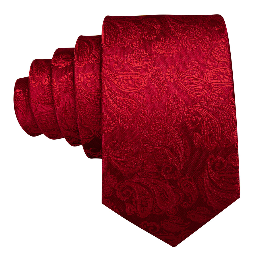 Light Red Paisley XL Tie, Pocket Square and Cufflinks tie sets - Sophisticated Gentlemen