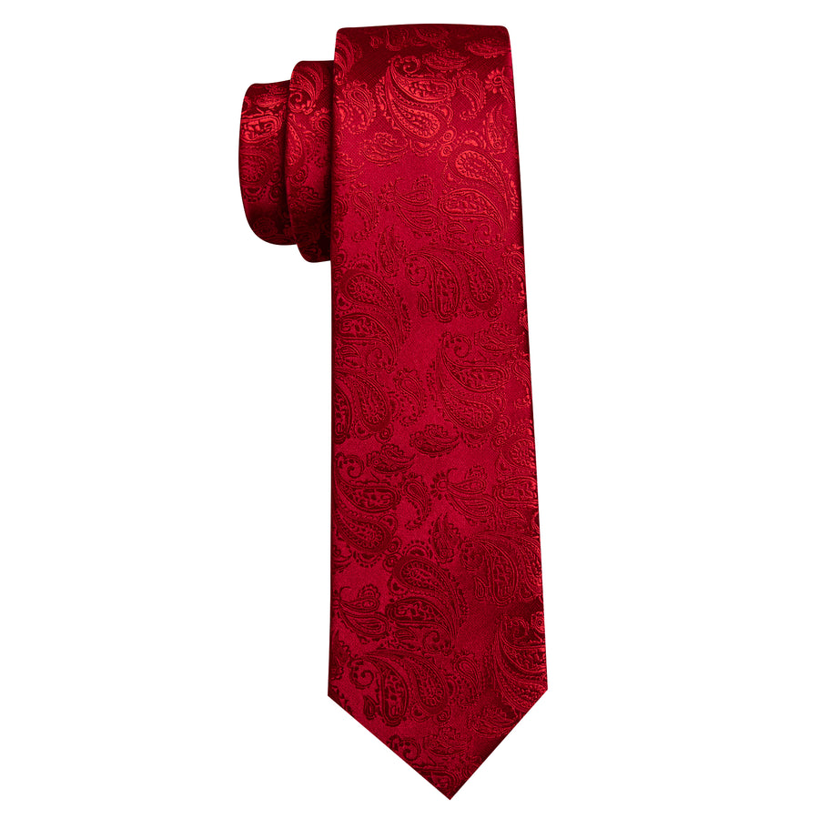 Light Red Paisley XL Tie, Pocket Square and Cufflinks tie sets - Sophisticated Gentlemen