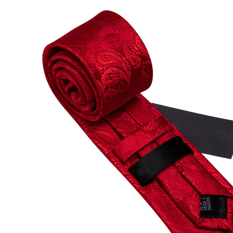 Light Red Paisley XL Tie, Pocket Square and Cufflinks tie sets - Sophisticated Gentlemen
