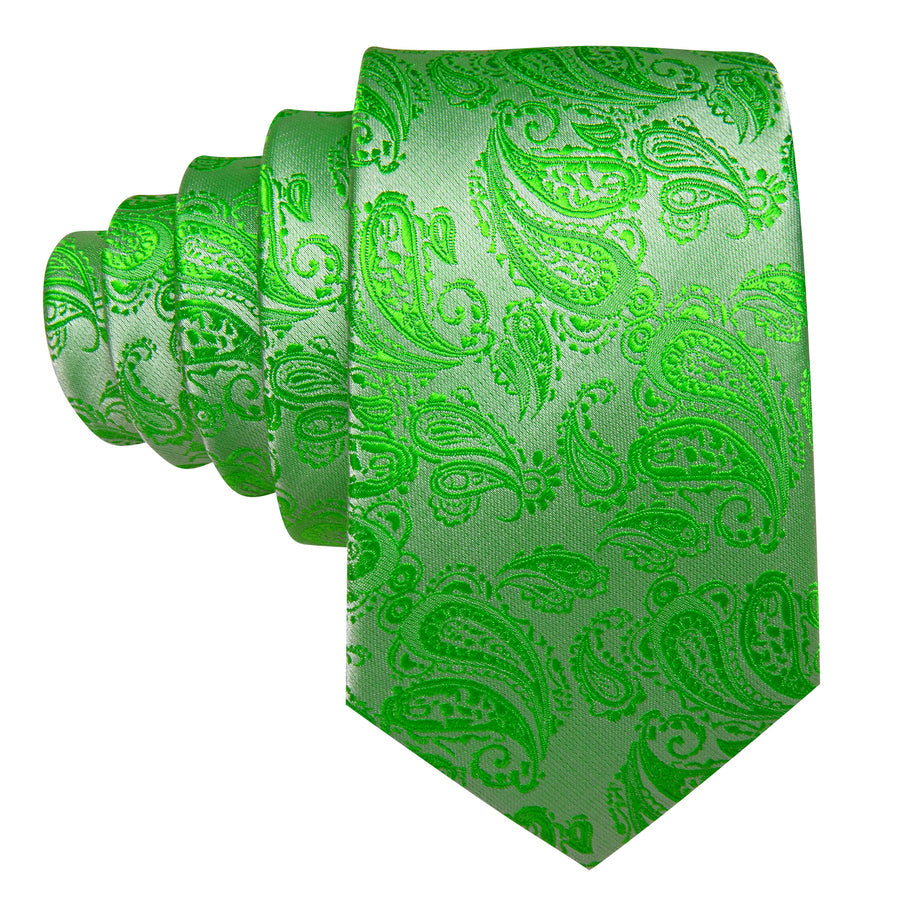 Green Paisley XL Tie, Pocket Square and Cufflinks tie sets - Sophisticated Gentlemen