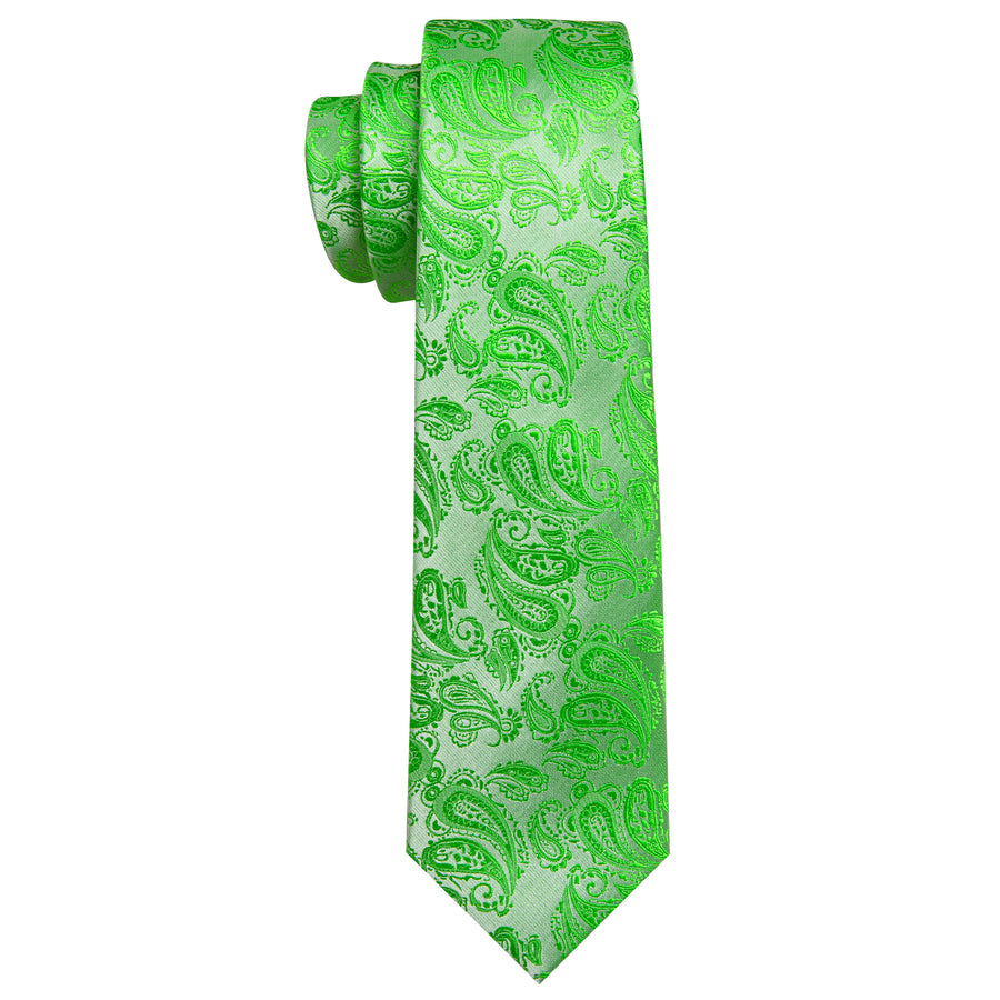 Green Paisley XL Tie, Pocket Square and Cufflinks tie sets - Sophisticated Gentlemen