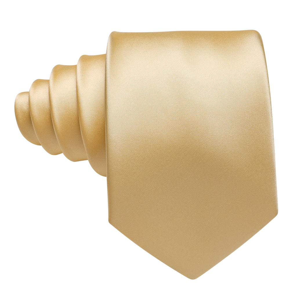 Gold Solid Silk Tie, Pocket Square and Cufflinks Set tie sets - Sophisticated Gentlemen