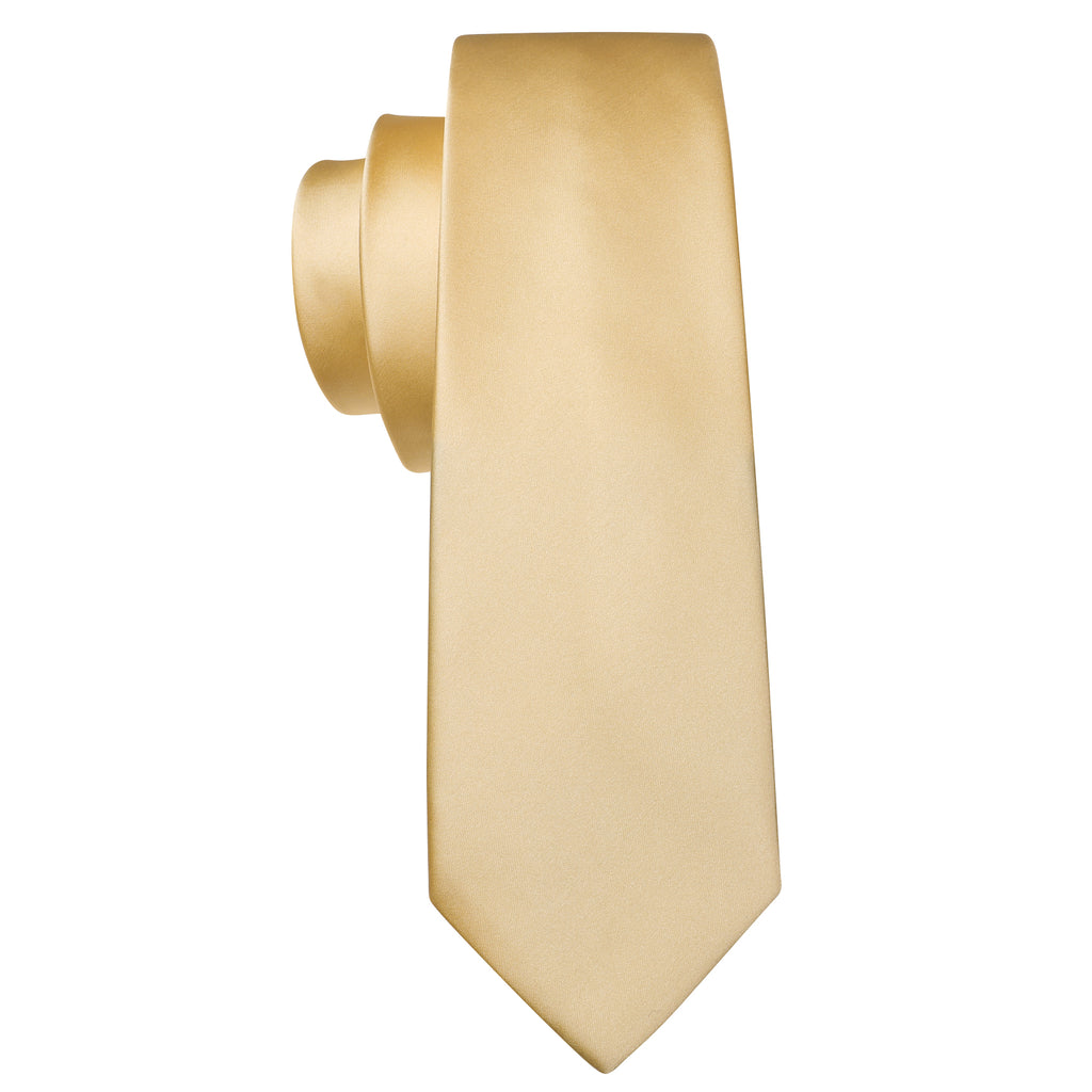 Gold Solid Silk Tie, Pocket Square and Cufflinks Set tie sets - Sophisticated Gentlemen