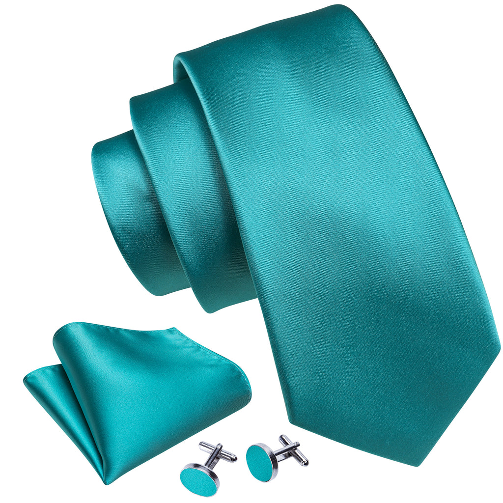 Acid Blue Solid Silk Tie, Pocket Square and Cufflinks Set tie sets - Sophisticated Gentlemen