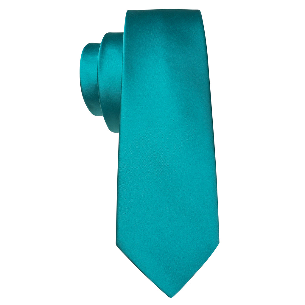 Acid Blue Solid Silk Tie, Pocket Square and Cufflinks Set tie sets - Sophisticated Gentlemen