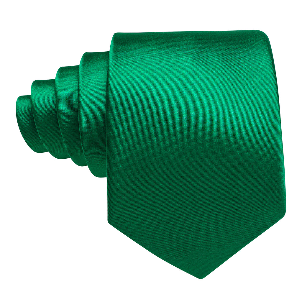 Emerald Green Solid Silk Tie, Pocket Square and Cufflinks Set tie sets - Sophisticated Gentlemen