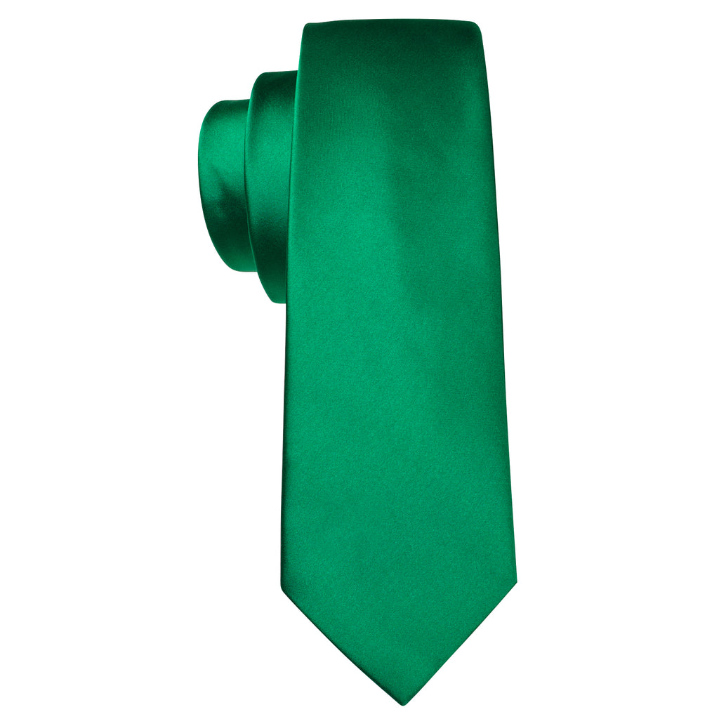 Emerald Green Solid Silk Tie, Pocket Square and Cufflinks Set tie sets - Sophisticated Gentlemen