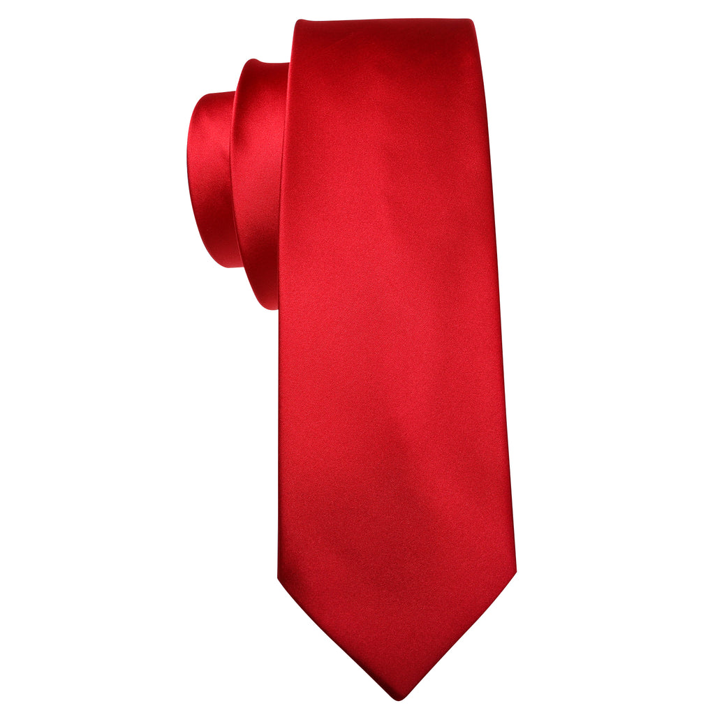 Red Solid Silk Satin Tie, Pocket Square and Cufflinks Set tie sets - Sophisticated Gentlemen