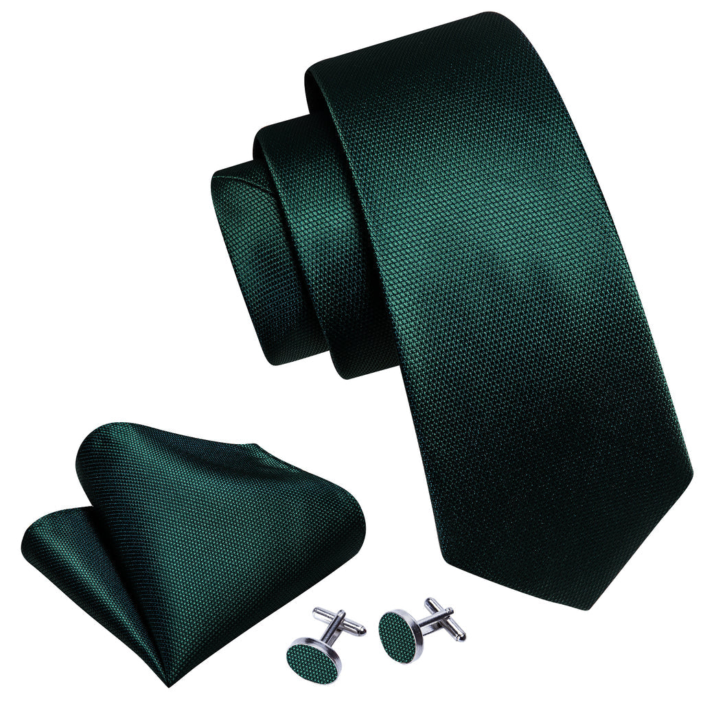 Green Solid Silk Tie, Pocket Square and Cufflinks Set tie sets - Sophisticated Gentlemen