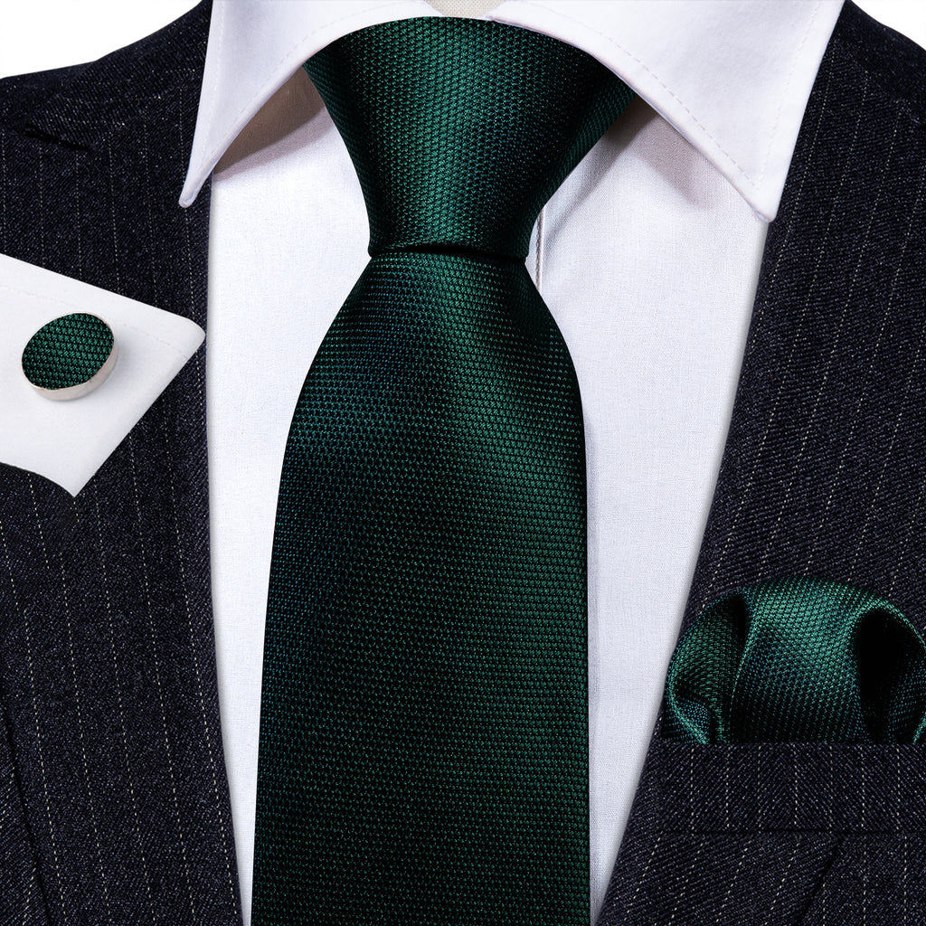 Green Solid Silk Tie, Pocket Square and Cufflinks Set tie sets - Sophisticated Gentlemen