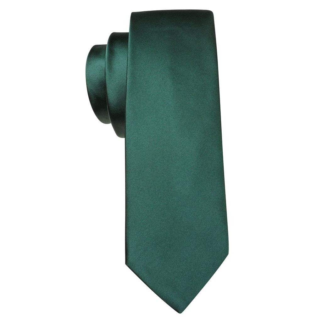 Emerald Green Solid Silk Tie, Pocket Square and Cufflinks Set tie sets - Sophisticated Gentlemen