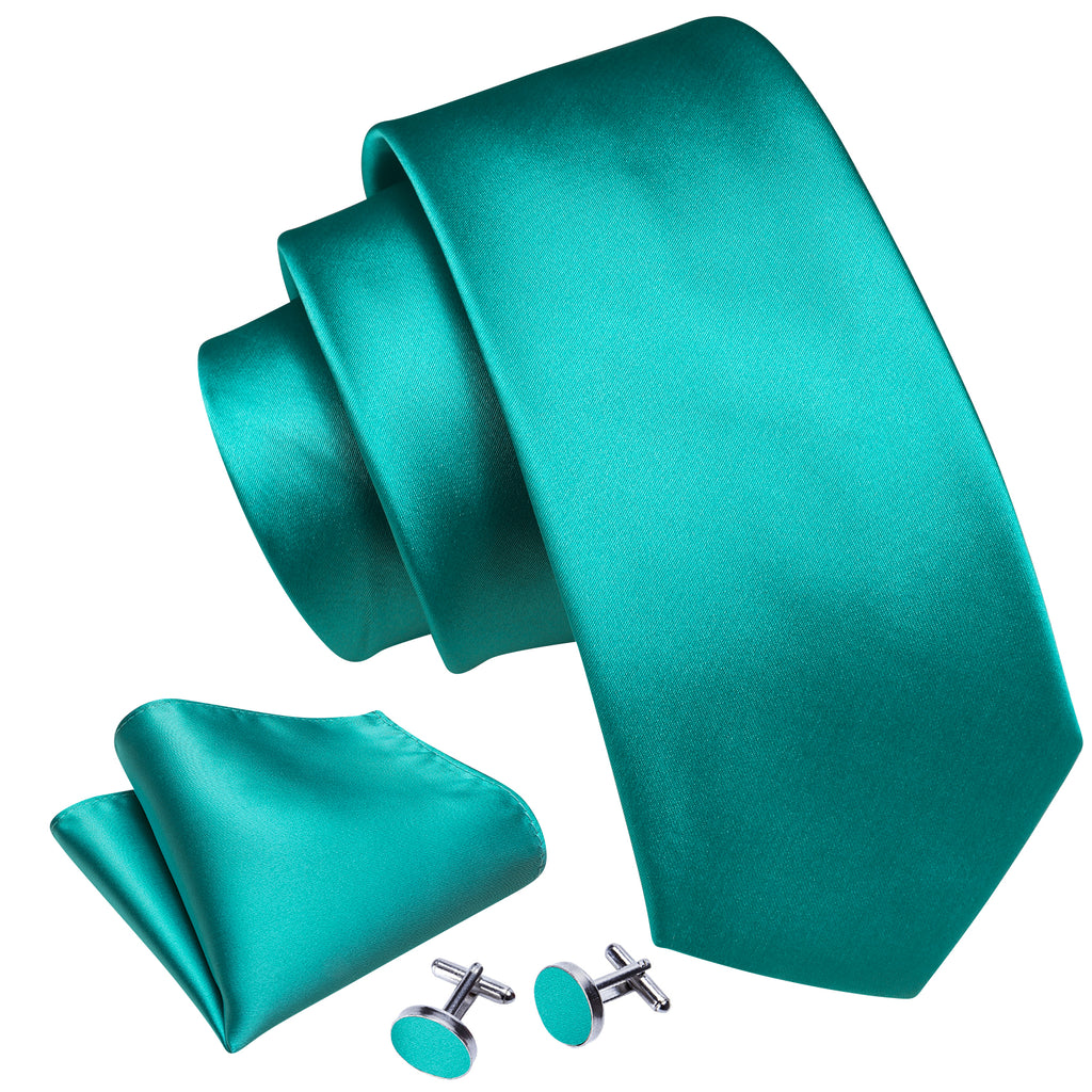 Tiffany Blue Solid Silk Tie, Pocket Square and Cufflinks Set tie sets - Sophisticated Gentlemen