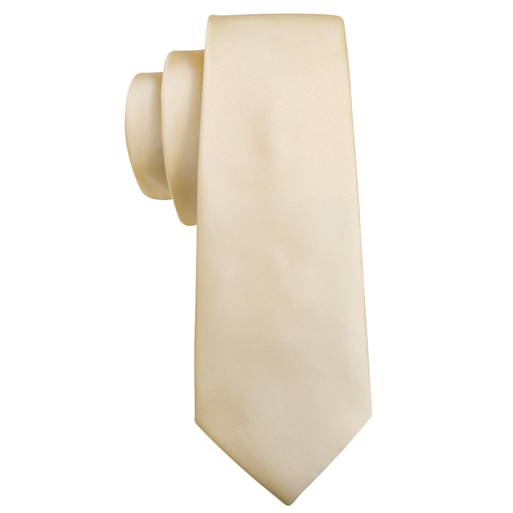 Yellow Solid Silk Tie, Pocket Square and Cufflinks Set tie sets - Sophisticated Gentlemen
