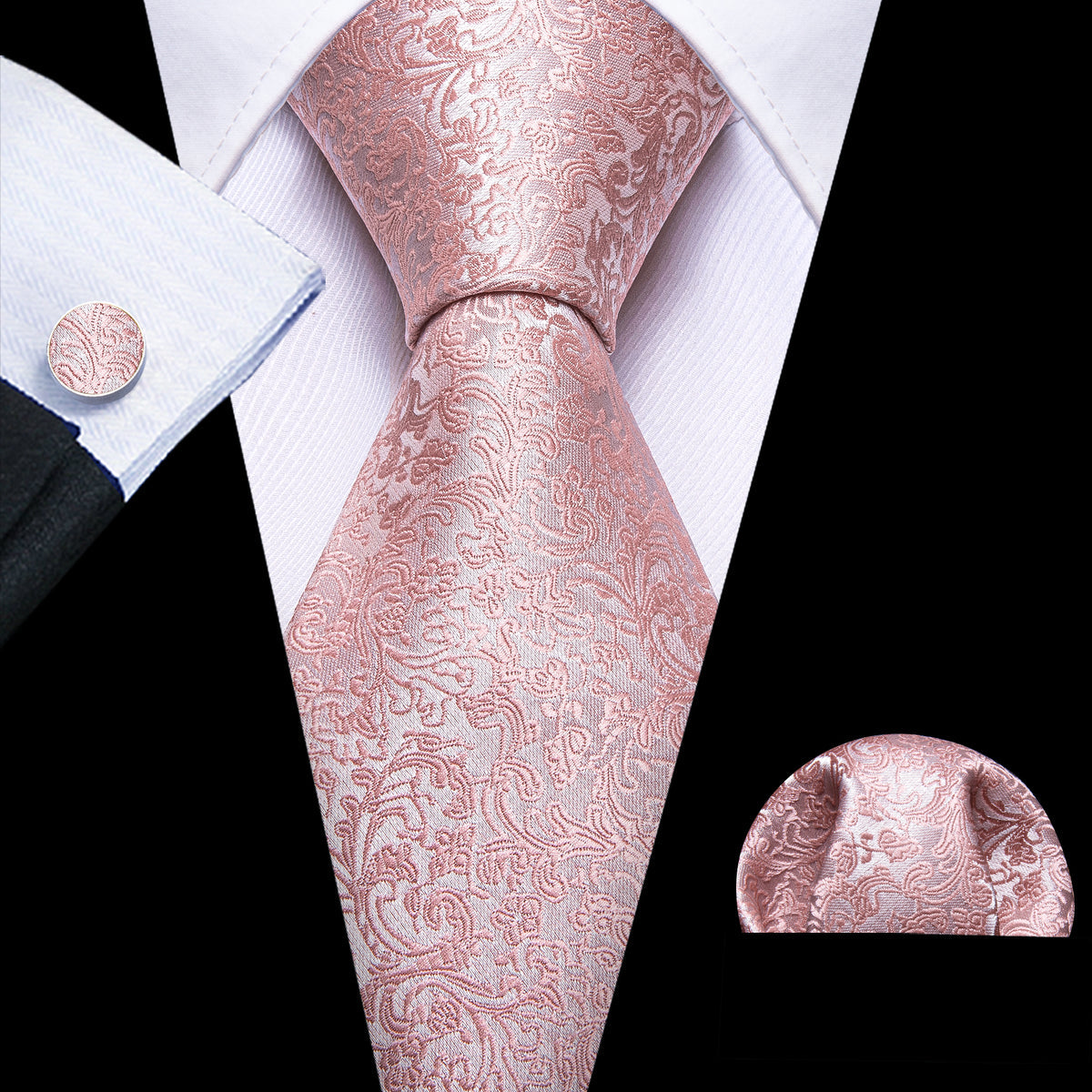 Pink Paisley Tie, Pocket Square and Cufflinks Set tie sets - Sophisticated Gentlemen