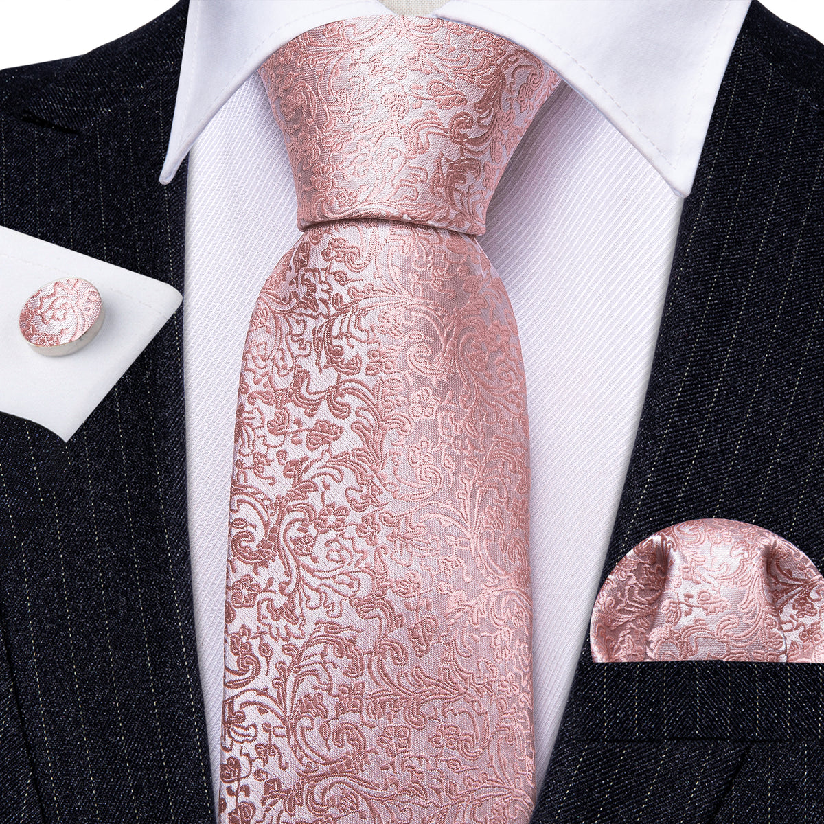 Pink Paisley Tie, Pocket Square and Cufflinks Set tie sets - Sophisticated Gentlemen