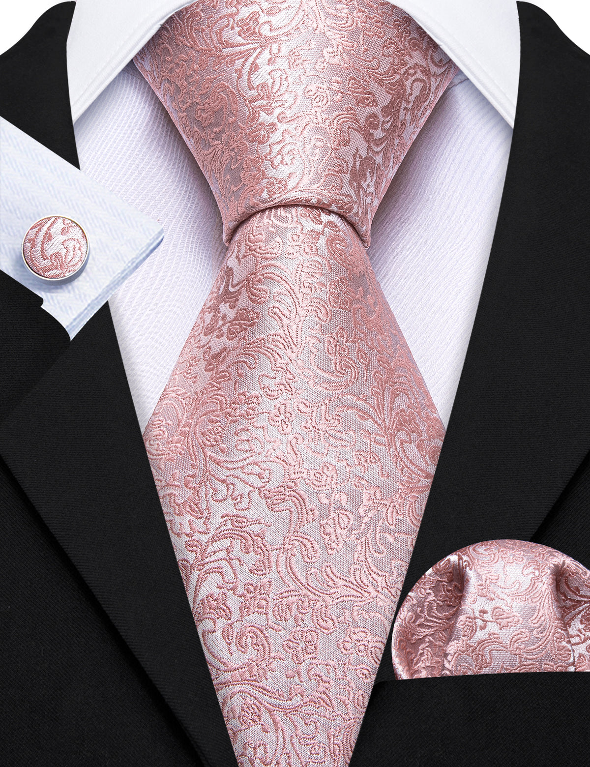 Pink Paisley Tie, Pocket Square and Cufflinks Set tie sets - Sophisticated Gentlemen