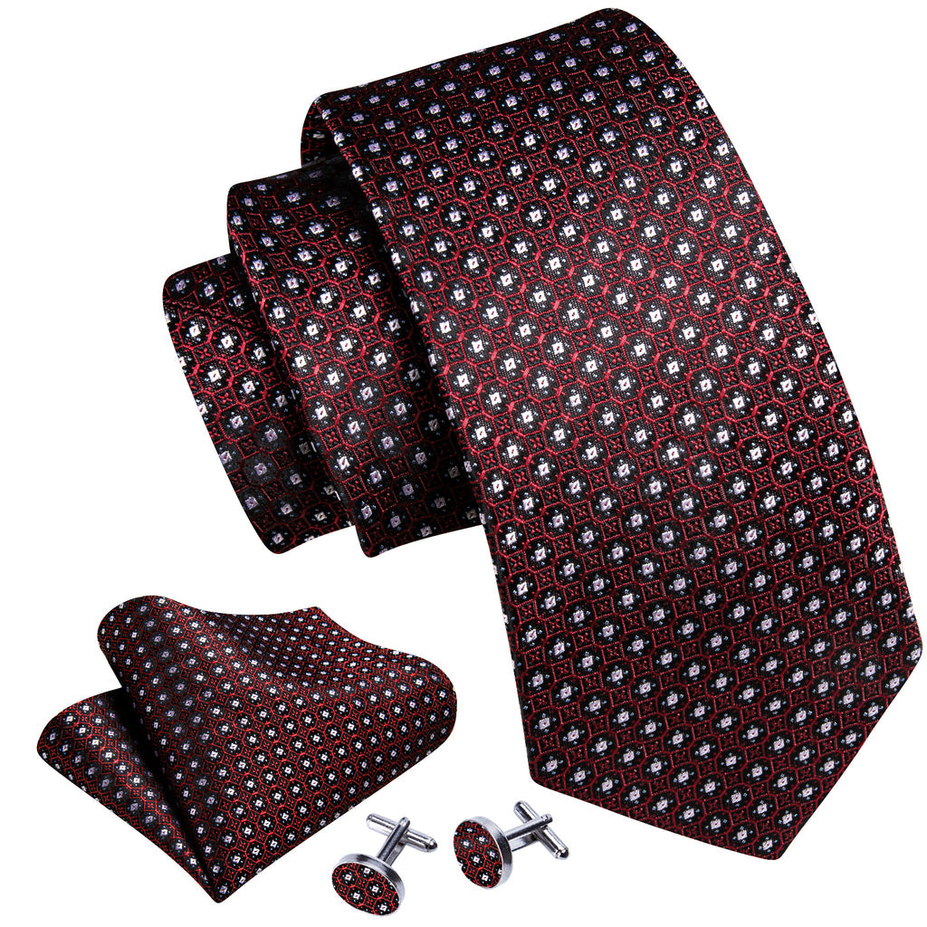 Red White Striped Silk Tie, Pocket Square and Cufflinks Set tie sets - Sophisticated Gentlemen