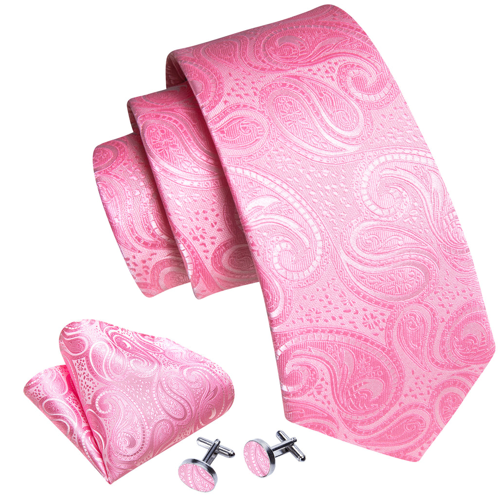 Persian Pink Paisley Silk Tie, Pocket Square and Cufflinks Set tie sets - Sophisticated Gentlemen