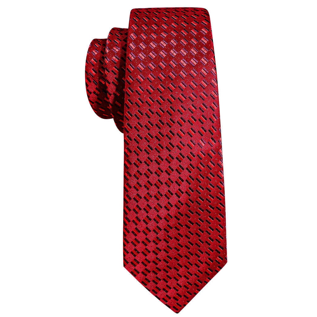 Red Novelty Silk Tie, Pocket Square and Cufflinks Set tie sets    - Sophisticated Gentlemen