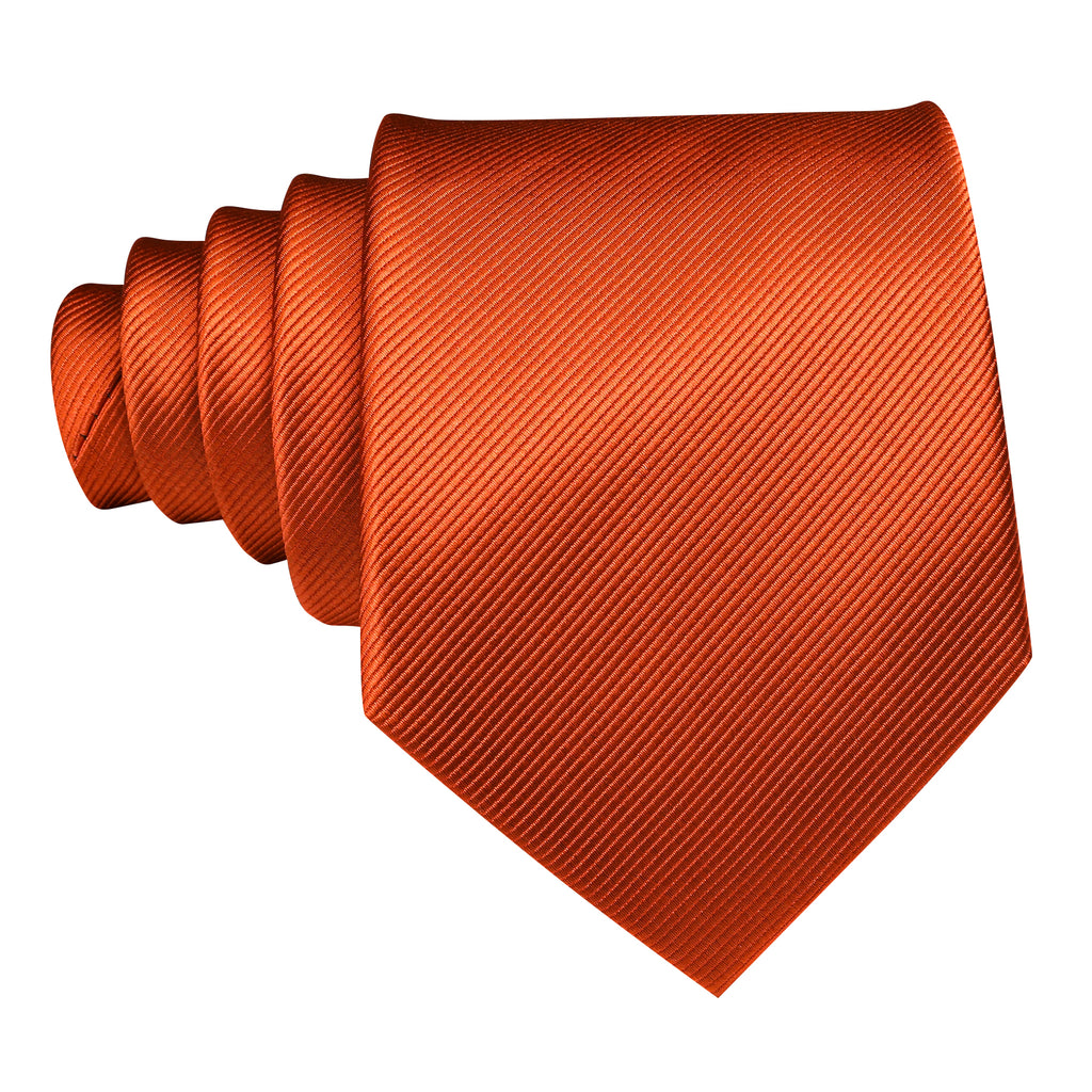 Dark Orange Solid Silk Tie, Pocket Square and Cufflinks Set tie sets - Sophisticated Gentlemen