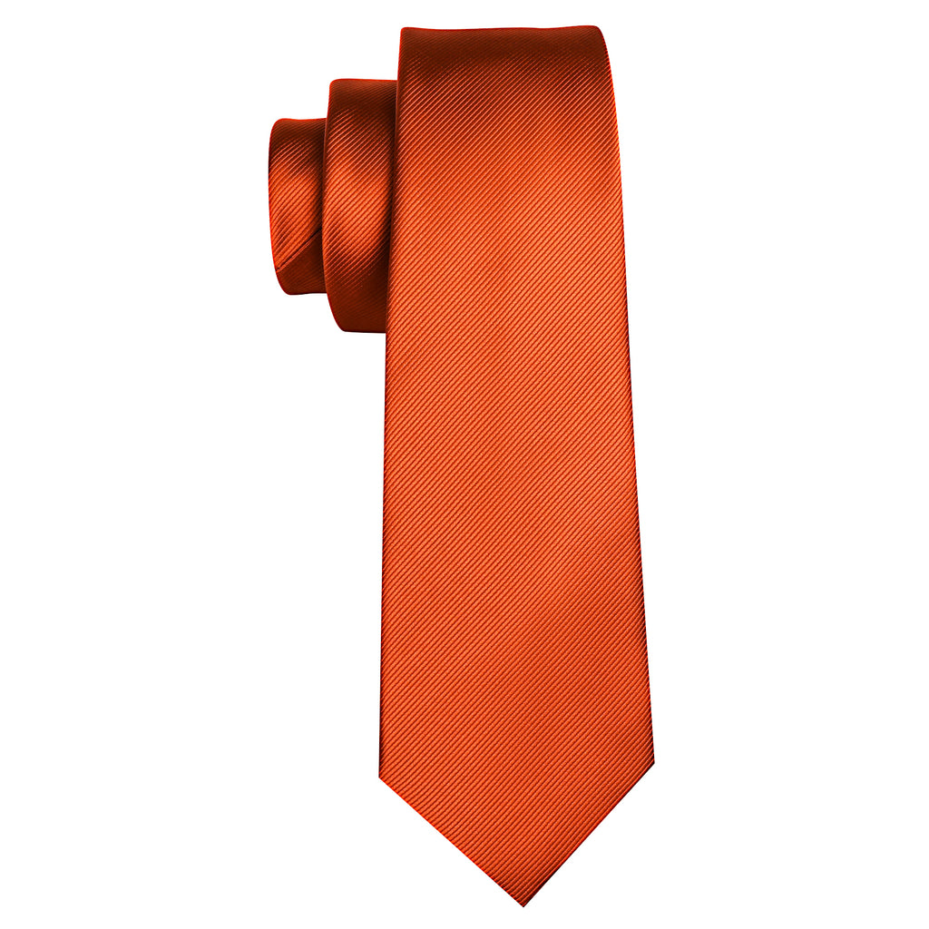 Dark Orange Solid Silk Tie, Pocket Square and Cufflinks Set tie sets - Sophisticated Gentlemen