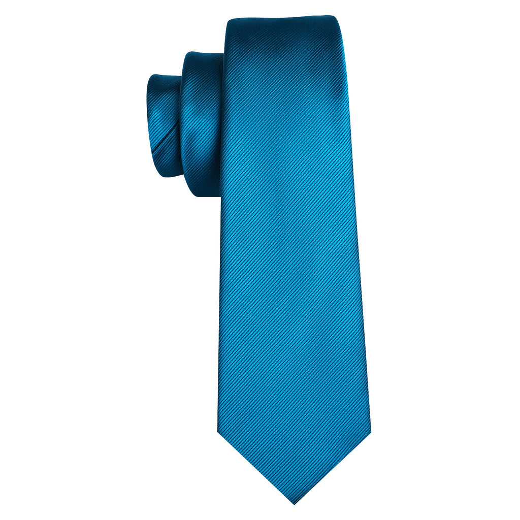 Deep Sky Blue Solid Silk Tie, Pocket Square and Cufflinks Set tie sets - Sophisticated Gentlemen