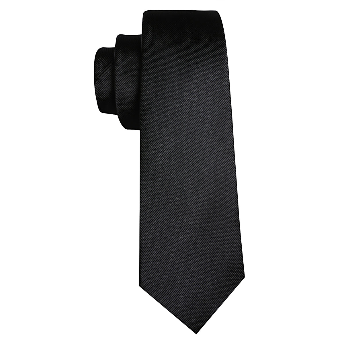 Black Solid Silk Tie, Pocket Square and Cufflinks Set tie sets - Sophisticated Gentlemen