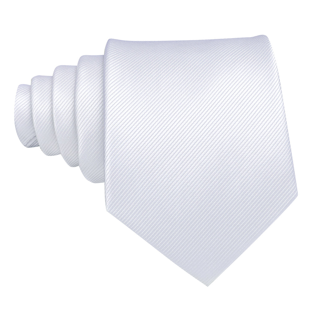 White Solid Silk Tie, Pocket Square and Cufflinks Set tie sets - Sophisticated Gentlemen