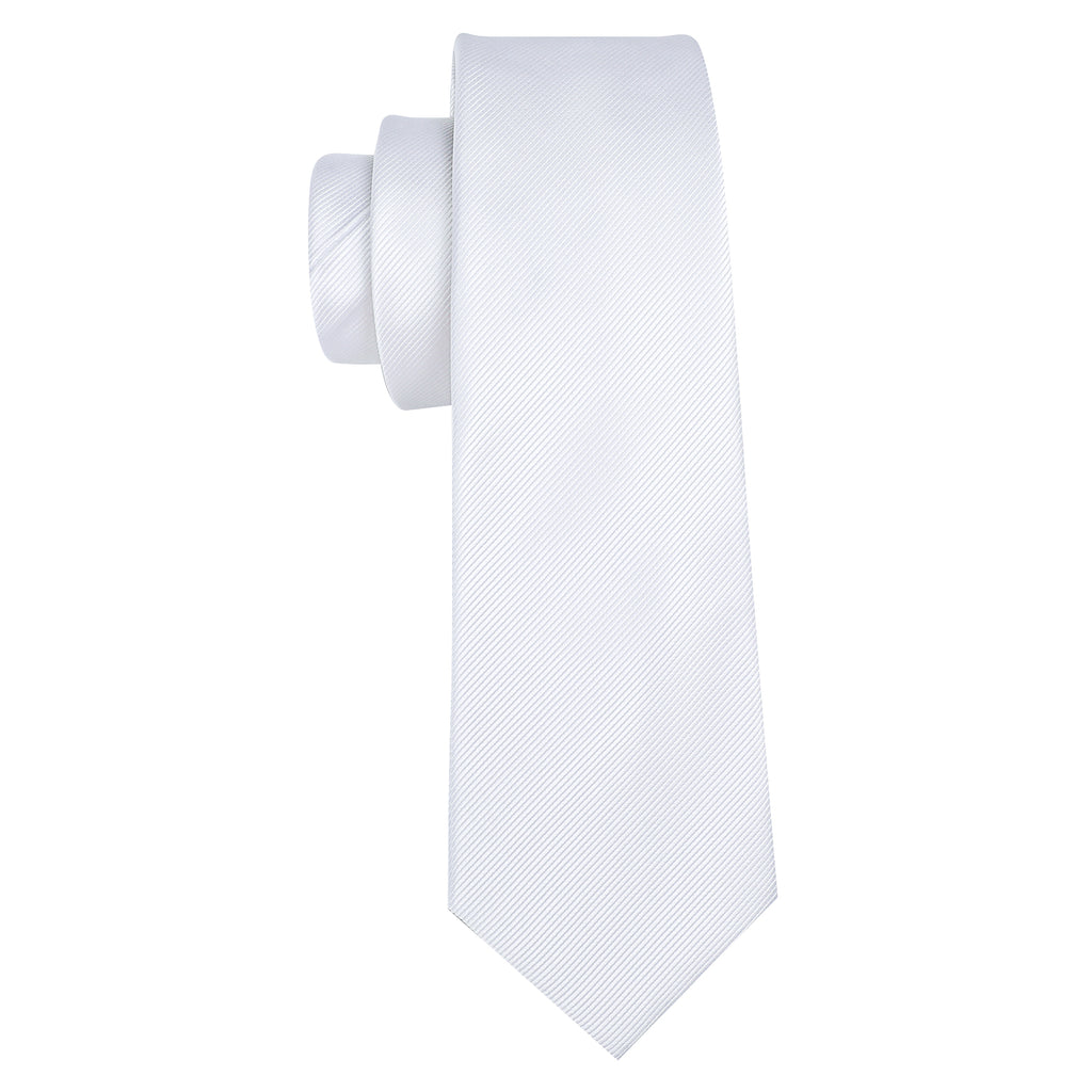 White Solid Silk Tie, Pocket Square and Cufflinks Set tie sets - Sophisticated Gentlemen