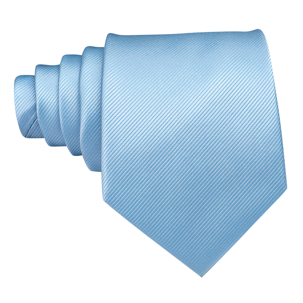 Pale Blue Solid Silk Tie, Pocket Square and Cufflinks Set tie sets - Sophisticated Gentlemen