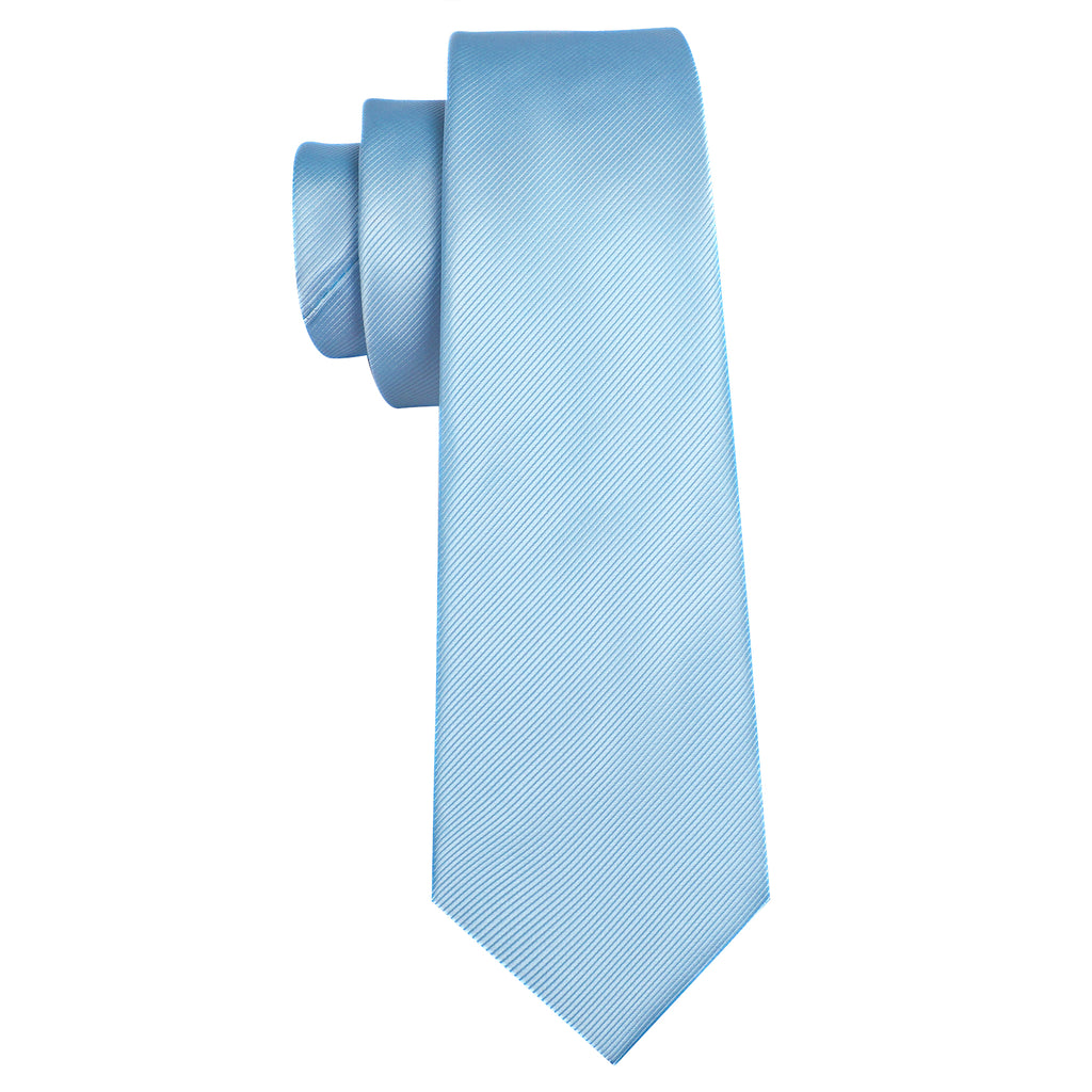 Pale Blue Solid Silk Tie, Pocket Square and Cufflinks Set tie sets - Sophisticated Gentlemen