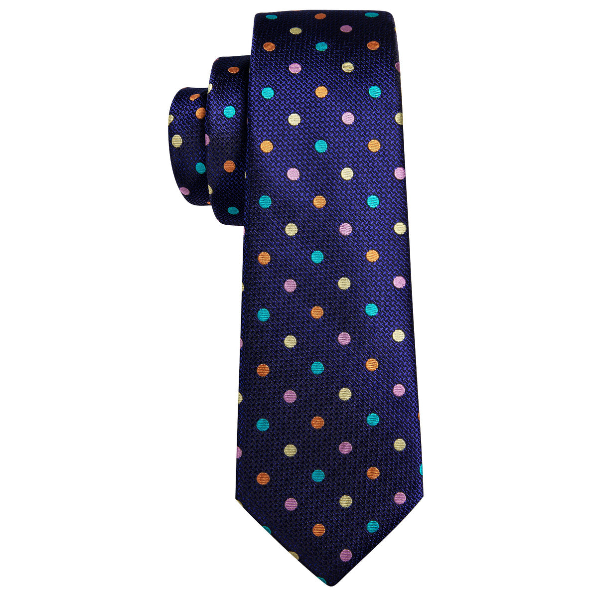 Blue Pink Yellow Polka Dot Silk Tie, Pocket Square and Cufflinks Set tie sets - Sophisticated Gentlemen
