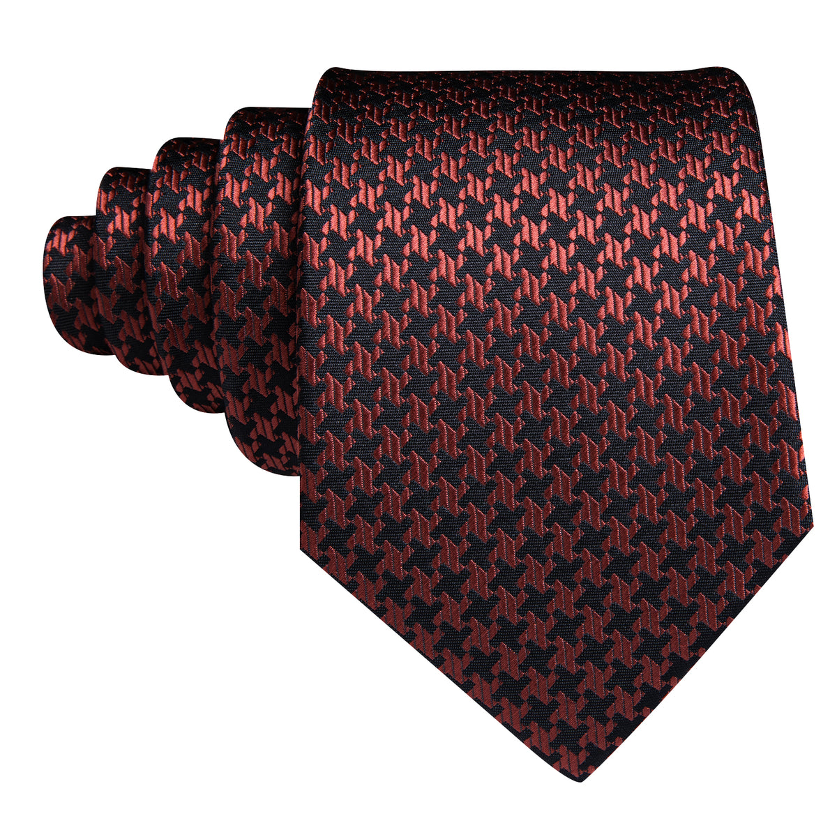 Brown Geometric Silk Tie, Pocket Square and Cufflinks Set tie sets - Sophisticated Gentlemen