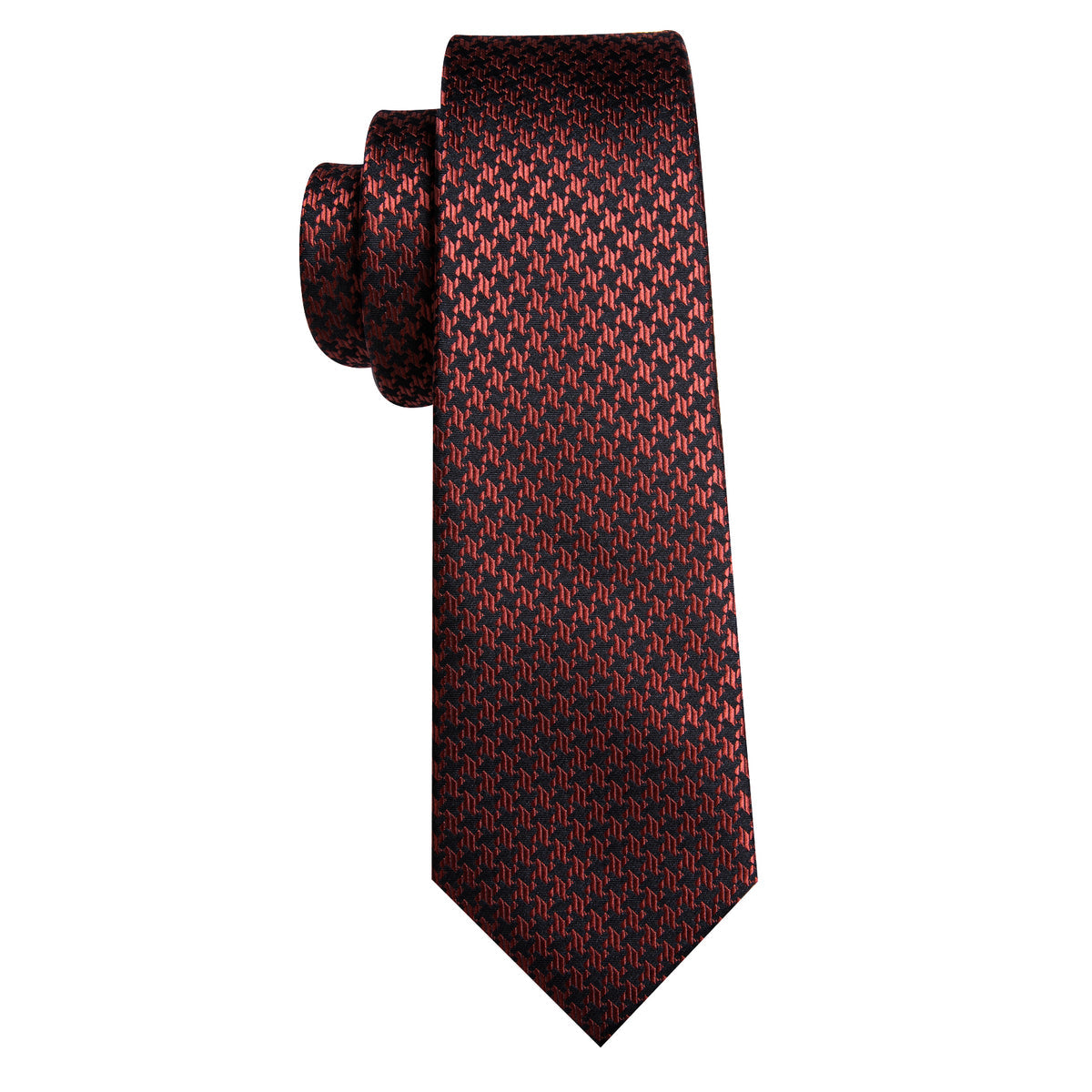 Brown Geometric Silk Tie, Pocket Square and Cufflinks Set tie sets - Sophisticated Gentlemen
