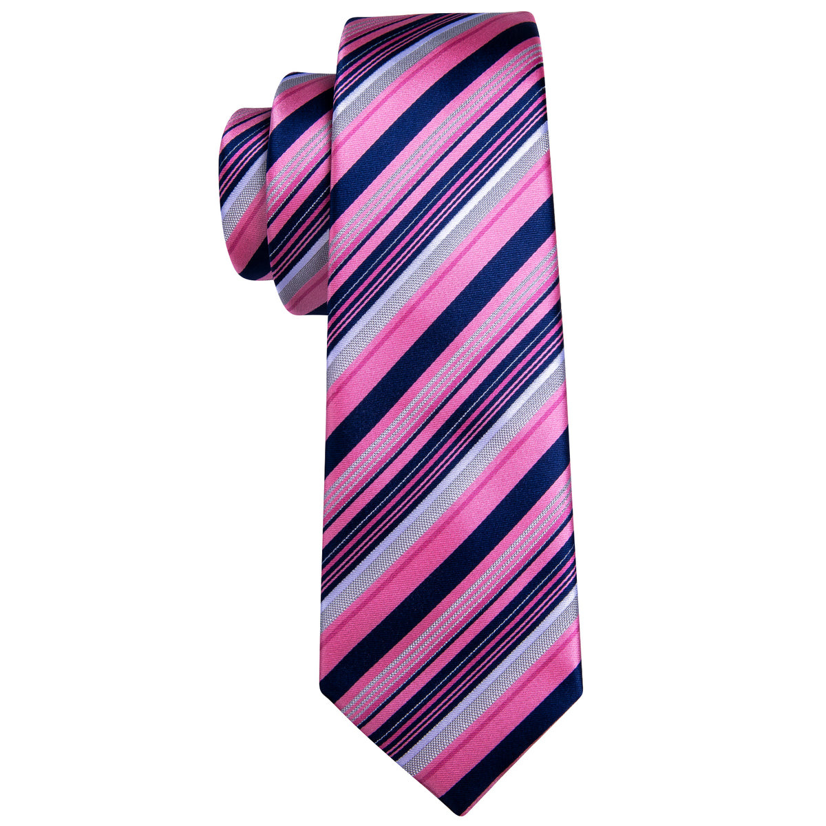 Pink Lilac Blue Striped Silk Tie, Pocket Square and Cufflinks Set tie sets - Sophisticated Gentlemen