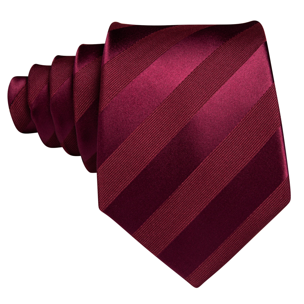 Burgundy Red Striped Tie, Pocket Square and Cufflinks Set tie sets - Sophisticated Gentlemen
