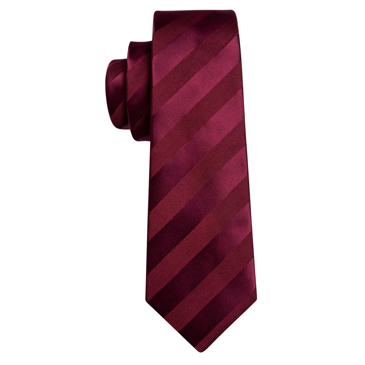 Burgundy Red Striped Tie, Pocket Square and Cufflinks Set tie sets - Sophisticated Gentlemen