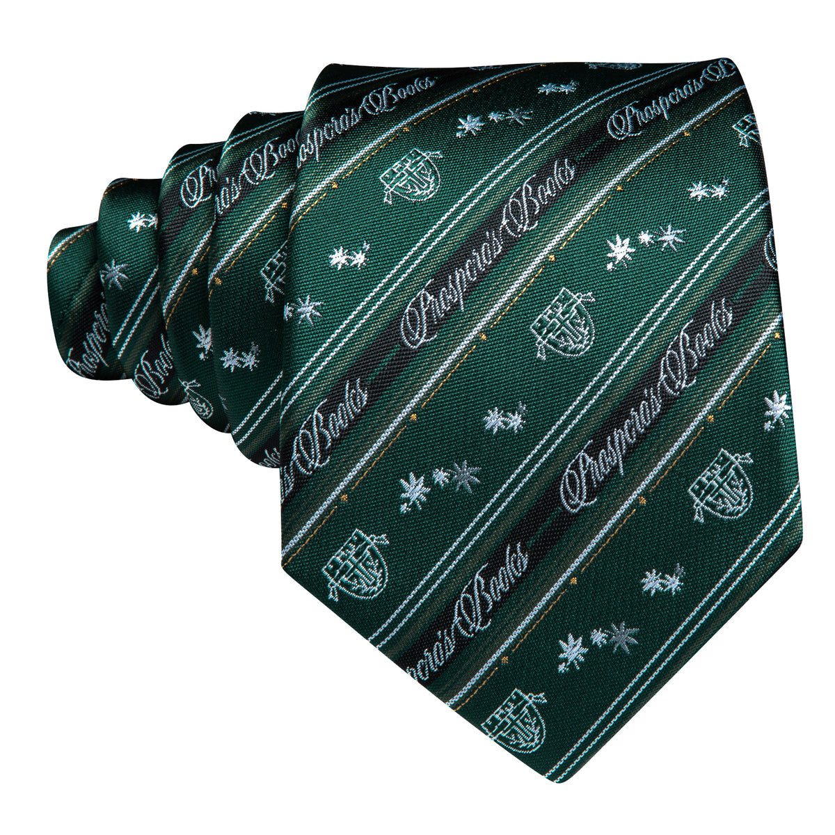 Dark Green Floral Striped Silk Tie, Pocket Square and Cufflinks Set tie sets - Sophisticated Gentlemen
