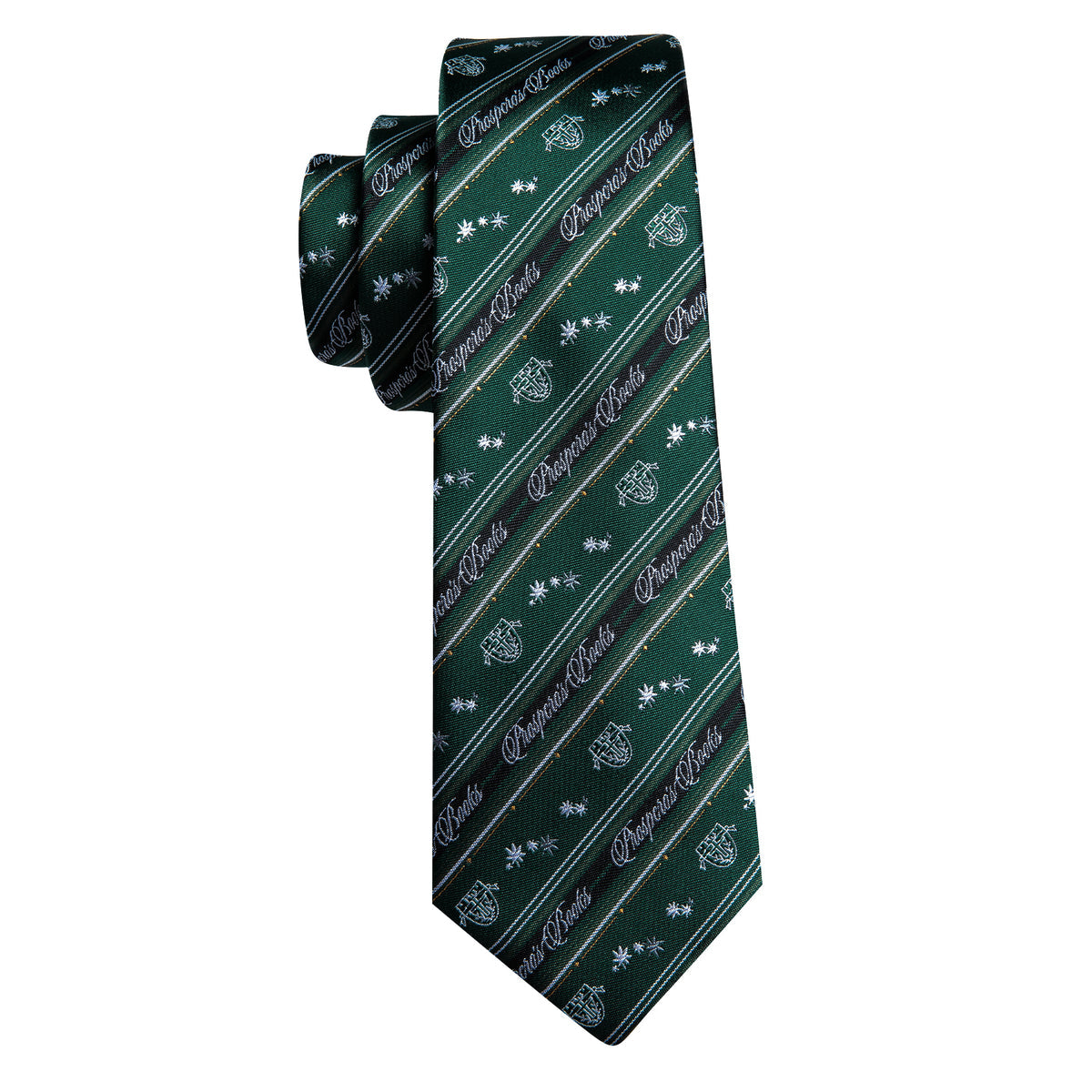Dark Green Floral Striped Silk Tie, Pocket Square and Cufflinks Set tie sets - Sophisticated Gentlemen