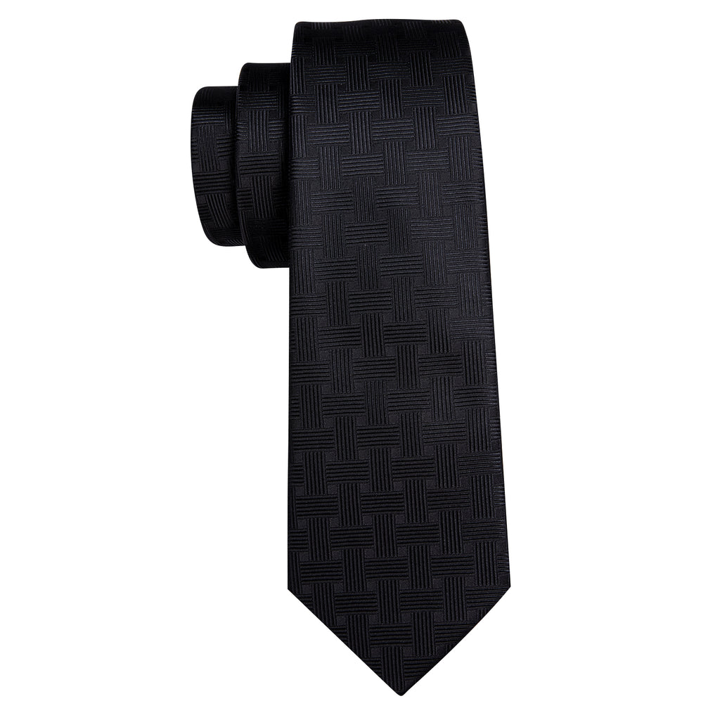 Black Striped Silk Tie, Pocket Square and Cufflinks Set tie sets - Sophisticated Gentlemen