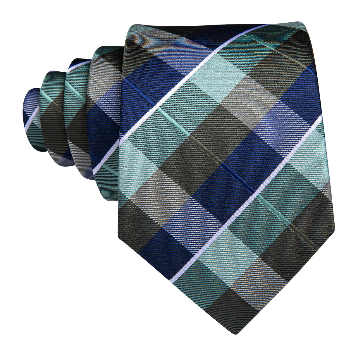 Blue Green Novetly Plaid Tie, Pocket Square and Cufflinks Set tie sets - Sophisticated Gentlemen