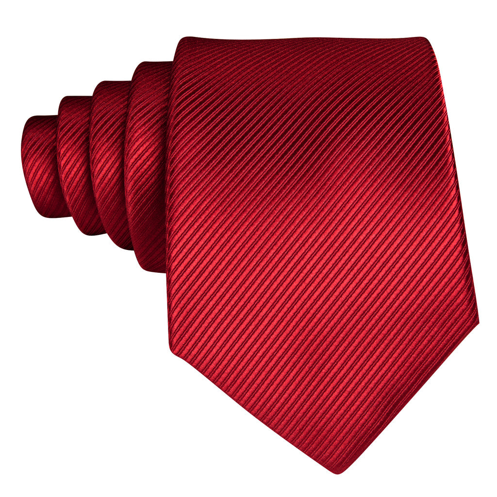 Red Solid Silk Tie, Pocket Square and Cufflinks Set tie sets    - Sophisticated Gentlemen